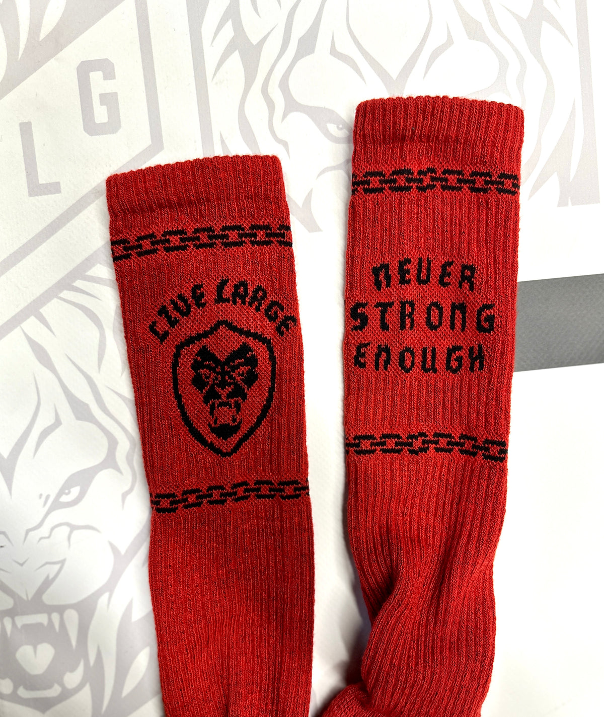 Red Never strong enough Deadlift socks