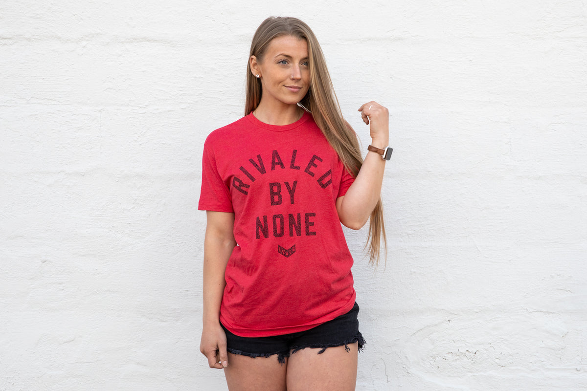 Red Crackled Rivaled By None Tee