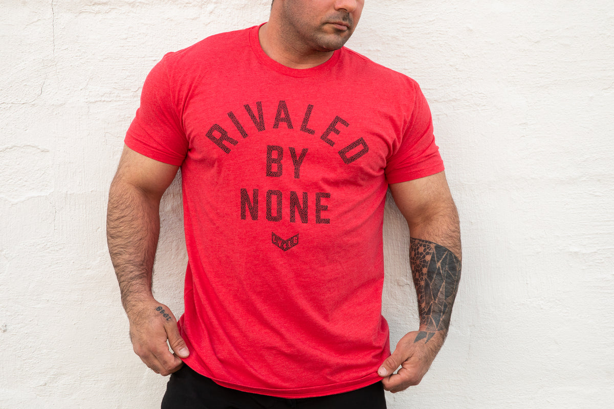 Red Crackled Rivaled By None Tee